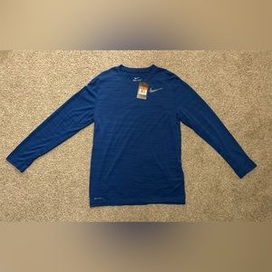 NWT NIKE Dri-Fit Touch Men’s T Shirt Blue Heathered Long Sleeve Size: Large